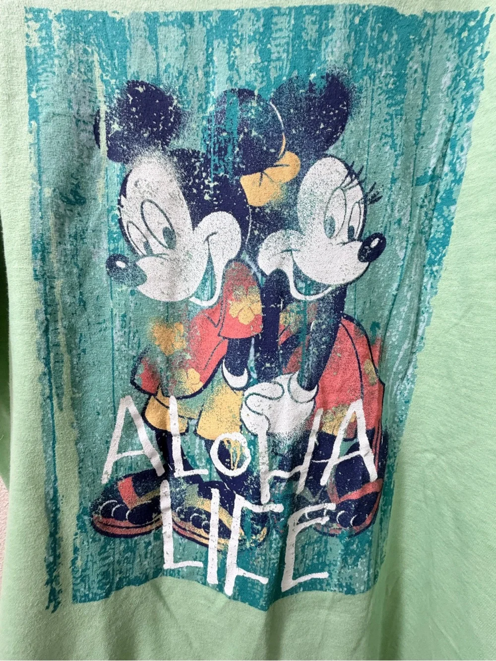 Disney Mint Green Mickey & Minnie 'Aloha Life' Short Sleeve Tee